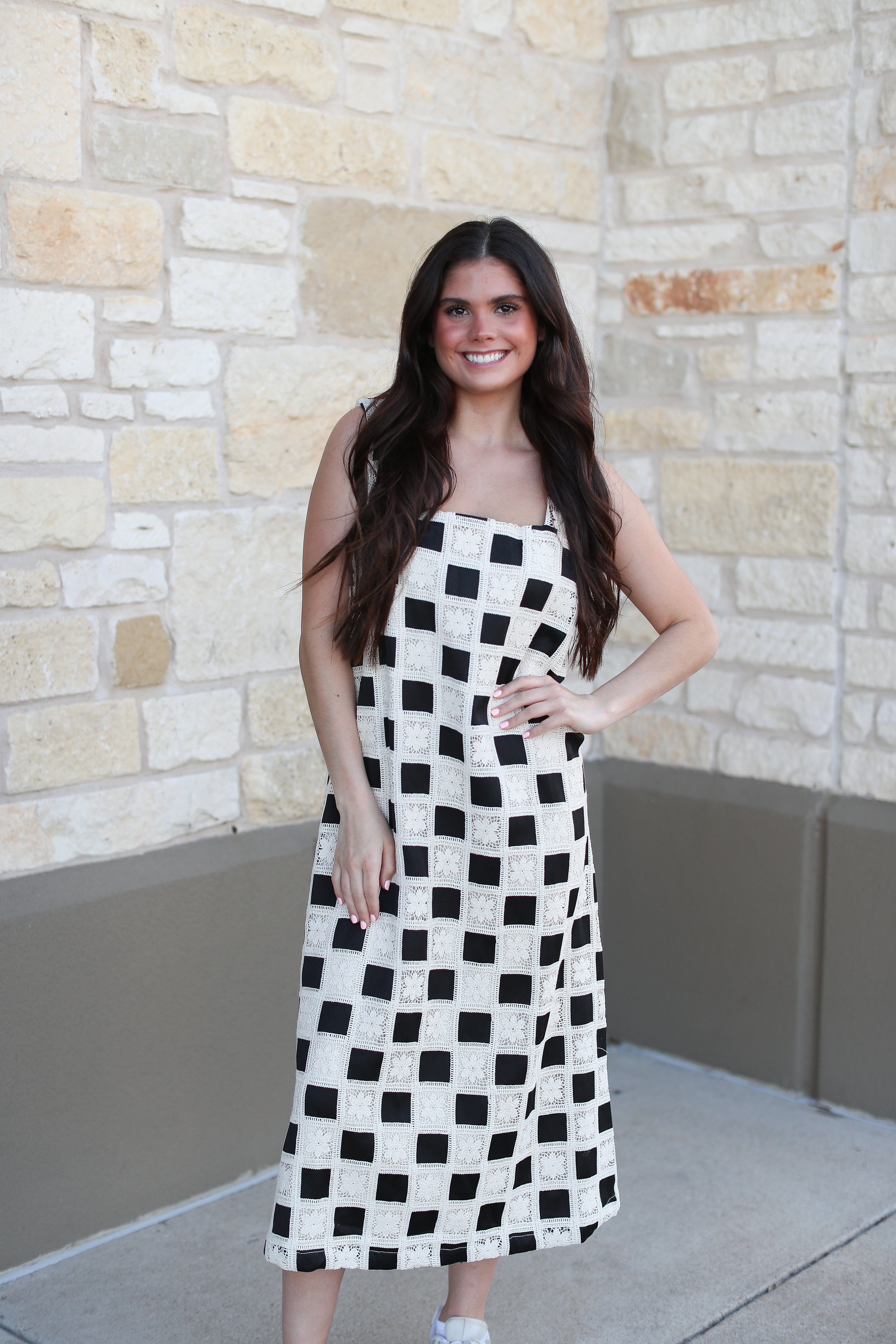 Tessa Cream & Black Crochet Mini Dress Tessa Cream & Black Crochet Mini Dress