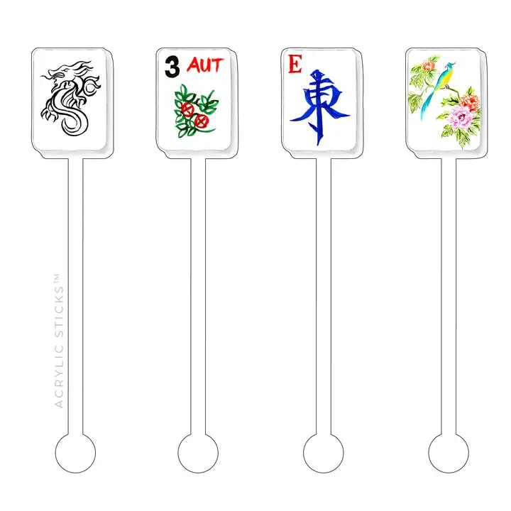 Acrylic Stir Sticks, Set of 4 - Assorted