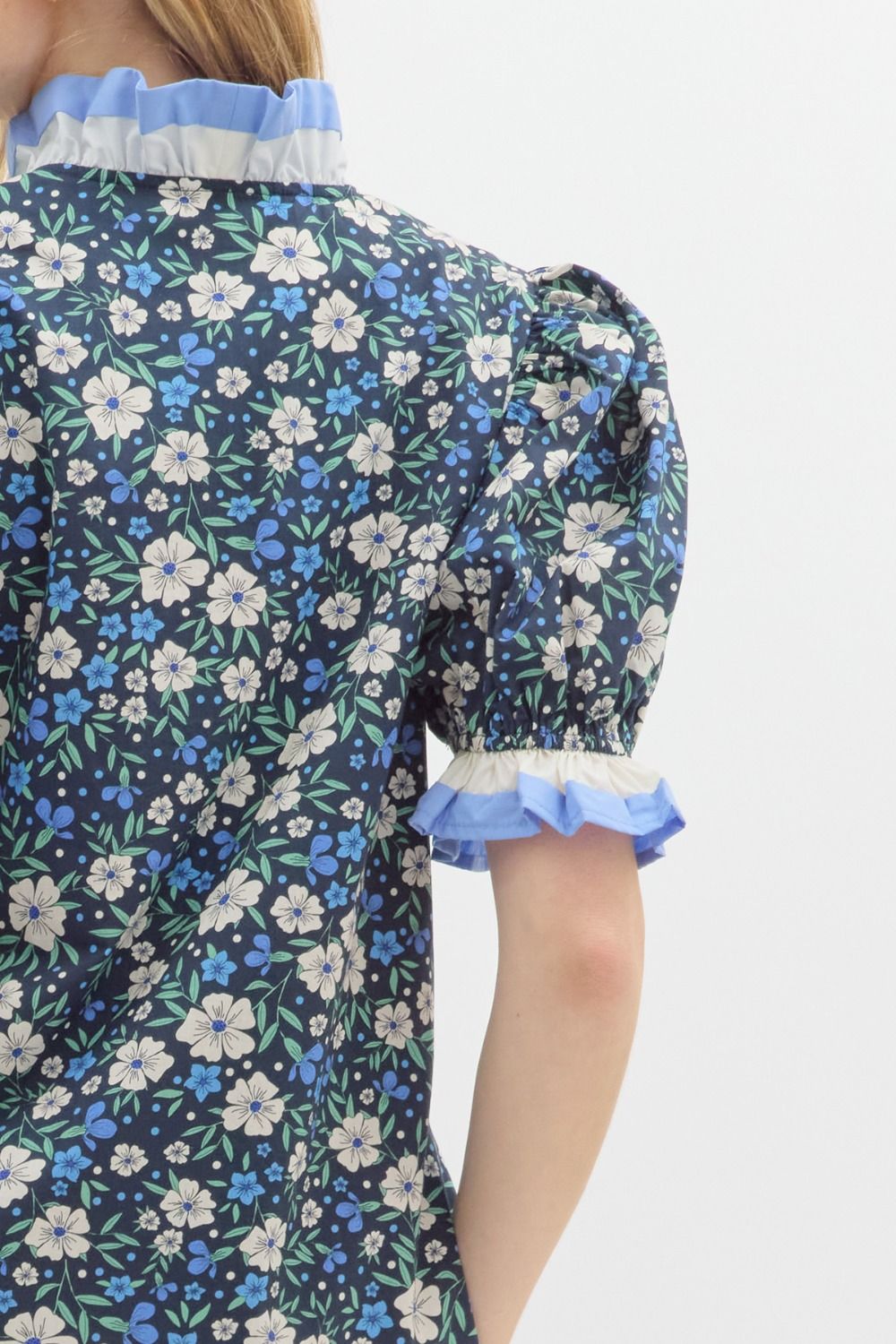 Navy Floral Puff Sleeve Dress Oh Yeah Boutique Navy Floral Puff Sleeve Dress Oh Yeah Boutique