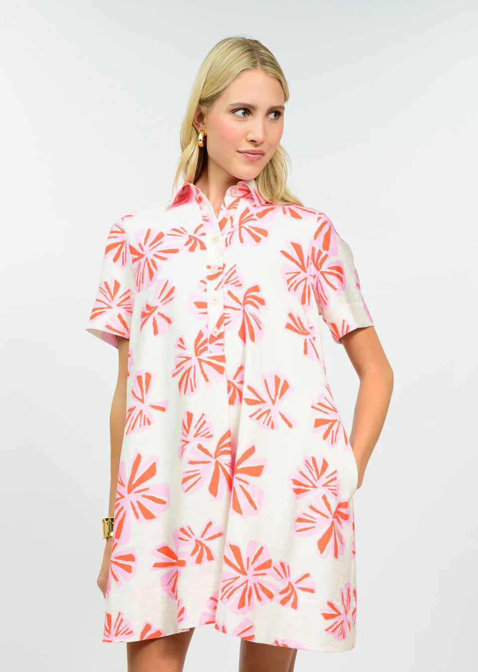 white dress with pink and orange flowers White, Pink, Floral Shirt – Oh Yeah Boutique this bouquet blends fiery x:L-XL Lace-Up Beaded Mini Hoco spiraledge:8221460