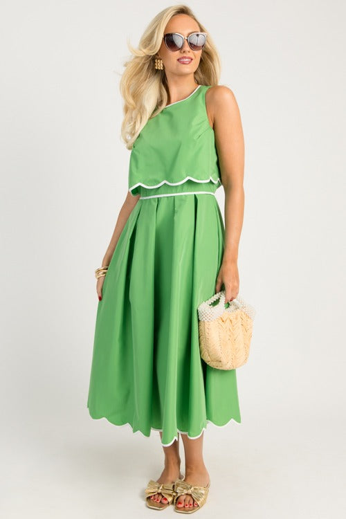 knee length dresses for ladies Blossoming Romance Scallop Midi Dress (final sale) main image 1
